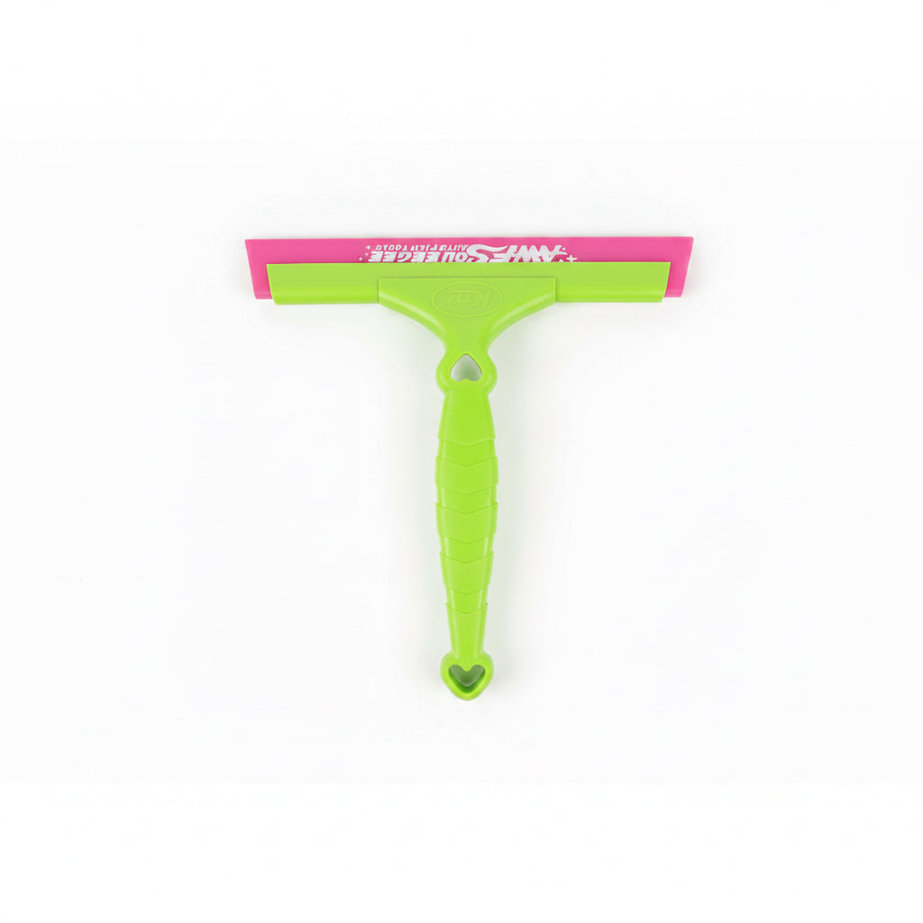 8" Lime Green Handled Window Tint Squeegee with Pink Rubber Blade