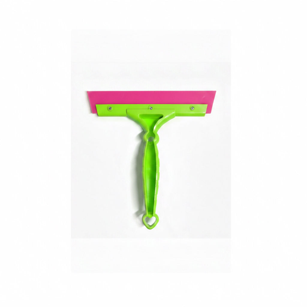 8" Lime Green Handled Window Tint Squeegee with Pink Rubber Blade