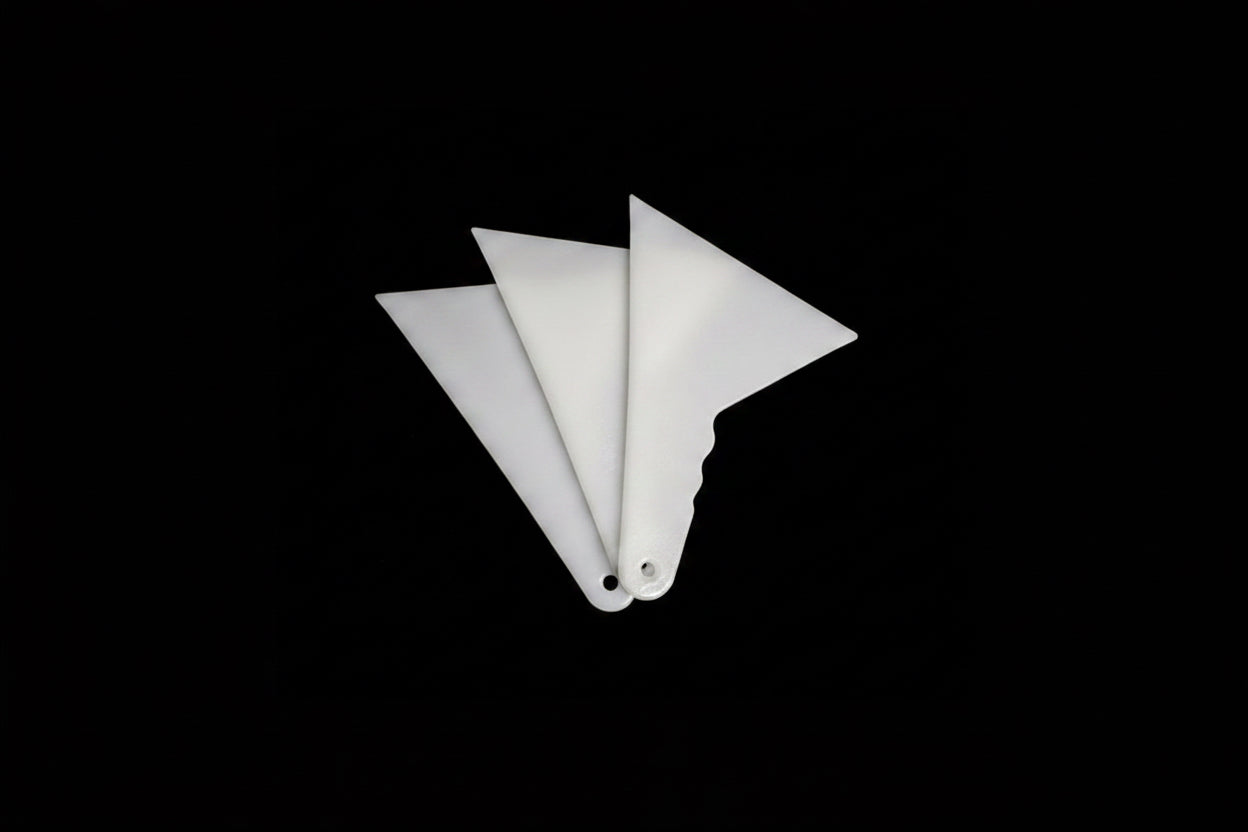 Short 5" White Triangle Tint Squeegee – Hard Card Corner Tool for Window Tint & Vinyl Wrap